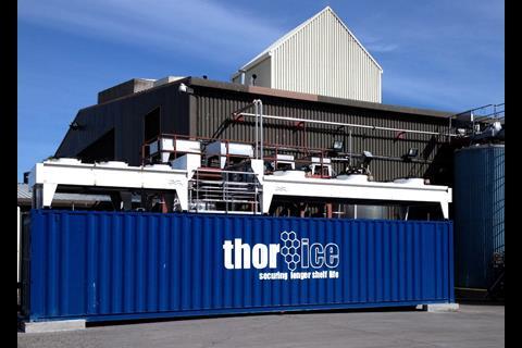 The Thor Ice slurry ice container at the Marine Harvest plant
